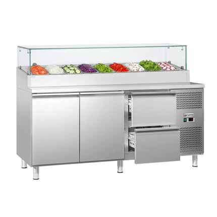 GGM Gastro Commercial Saladette Prep Counter ECO - 1795x700mm - with 2 Doors & 2 Drawers - for 9x GN 1/3