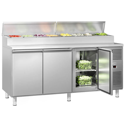 GGM Gastro Commercial Saladette Prep Counter ECO - 2020x800mm - 3 Doors - for 10x GN 1/3