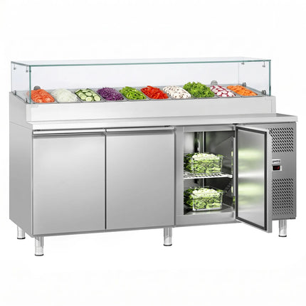 GGM Gastro Commercial Saladette Prep Counter ECO - 2020x800mm - 3 Doors - for 10x GN 1/3