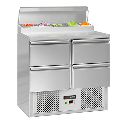 GGM Gastro Commercial Saladette Prep Counter ECO - 900x700mm - 4 Drawers - for 5x GN 1/6