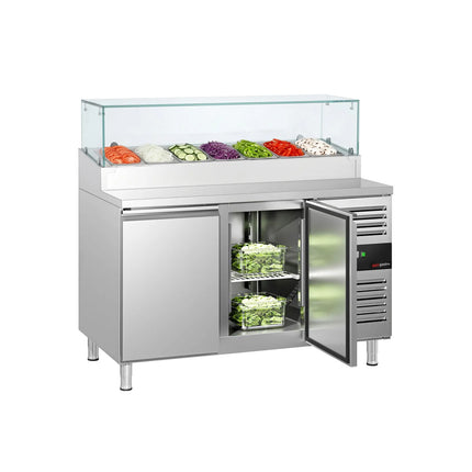 GGM Gastro Commercial Saladette Prep Counter PREMIUM - 1360x700mm - 2 Doors - for 7x GN 1/3