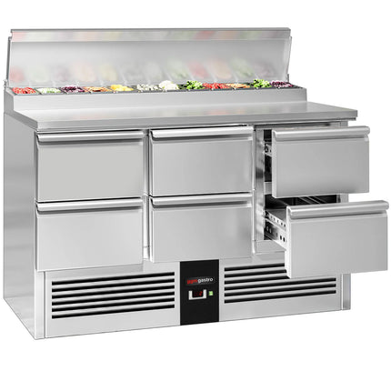 GGM Gastro Commercial Saladette Prep Counter PREMIUM - 1368x700mm - 6 Drawers - topper for 8x GN 1/6