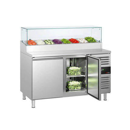 GGM Gastro Commercial Saladette Prep Counter PREMIUM - 1510x800mm - 2 Doors - for 8x GN 1/3