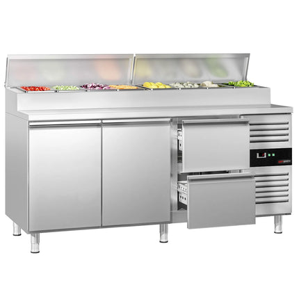 GGM Gastro Commercial Saladette Prep Counter PREMIUM - 1795mm - 2 Doors & 2 Drawers - for 8x GN 1/3