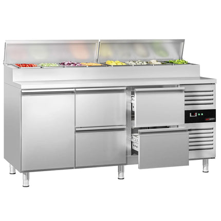 GGM Gastro Commercial Saladette Prep Counter PREMIUM - 1795mm - with 1 Door & 4 Drawers - for 8x GN 1/3