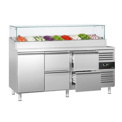 GGM Gastro Commercial Saladette Prep Counter PREMIUM - 1795x700mm - 1 Door & 4 Drawers - for 9x GN 1/3