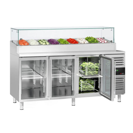 GGM Gastro Commercial Saladette Prep Counter PREMIUM - 1795x700mm - 3 Glass Doors - topper for 9x GN 1/3