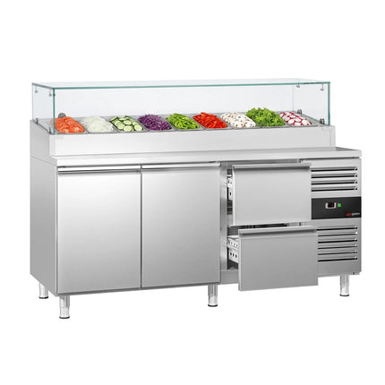 GGM Gastro Commercial Saladette Prep Counter PREMIUM - 1795x700mm - with 2 Doors & 2 Drawers - for 9x GN 1/3