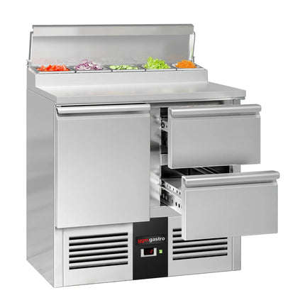 GGM Gastro Commercial Saladette Prep Counter PREMIUM - 900x700mm - 1 Door & 2 Drawers - for 5x GN 1/6