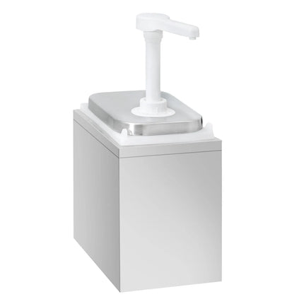 GGM Gastro Commercial Sauce Dispenser with Pump - 2 litres - Stainless steel 18/8 - 135x215x325mm - adjustable dose - with container - incl. stainless steel frame