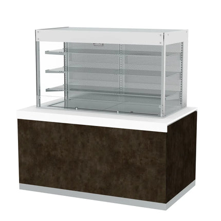 GGM Gastro Commercial serve over counter PRAG - 1400mm - Double glazing - square - with 3 shelves - incl. night curtain