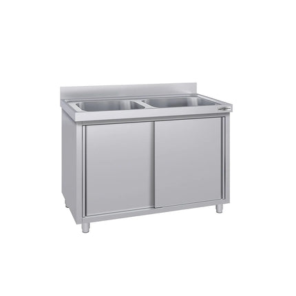 GGM Gastro Commercial Sink Cabinet ECO - 1000x700mm - with 2 bowls centre
