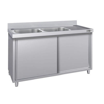 GGM Gastro Commercial Sink Cabinet ECO - 1600x700mm - with 2 bowls left-hand