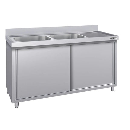 GGM Gastro Commercial Sink Cabinet ECO - 1800x600mm - with 2 bowls left-hand