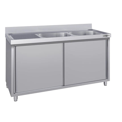 GGM Gastro Commercial Sink Cabinet ECO - 1800x700mm - with 2 bowls right-hand