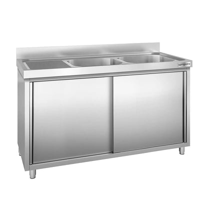 GGM Gastro Commercial Sink Cabinet PREMIUM - 1400x700mm - with 2 bowls right-hand