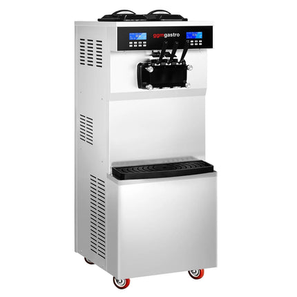 GGM Gastro Commercial Soft Serve Ice Cream Machine - 36L/h - 3.8kW - for 3 flavours (twin twist) - Freestanding unit - Pre-Cooling - Self-Cleaning
