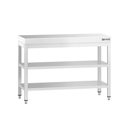 GGM Gastro Commercial Stainless Steel Centre Table PREMIUM - 1000x600mm - with Undershelf - with 2 Undershelves - with Cross Bracing
