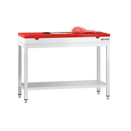 GGM Gastro Commercial Stainless Steel Centre Table PREMIUM - 1000x700mm - with Undershelf - with 2 Undershelves - with Green/Red/White Chopping Board