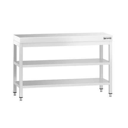GGM Gastro Commercial Stainless Steel Centre Table PREMIUM - 1200x600mm - with Undershelf - with 2 Undershelves - with Cross Bracing