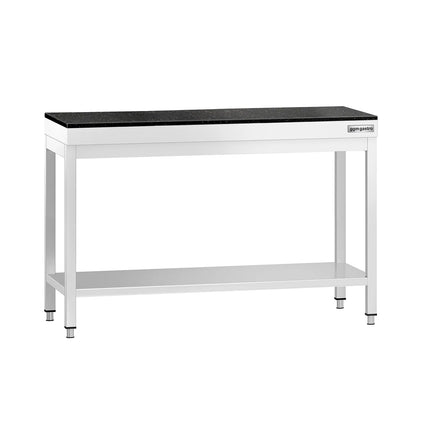 GGM Gastro Commercial Stainless Steel Centre Table PREMIUM - 1200x700mm - with Undershelf - with Granite Worktop