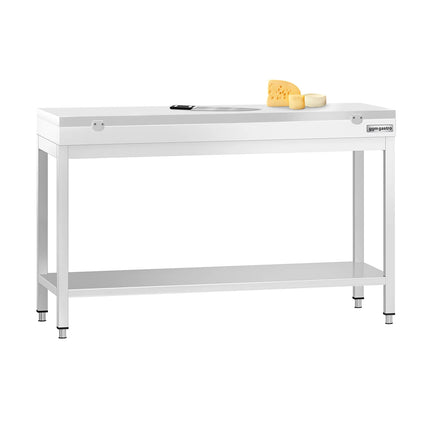 GGM Gastro Commercial Stainless Steel Centre Table PREMIUM - 1400x600mm - with Undershelf - with White Chopping Board