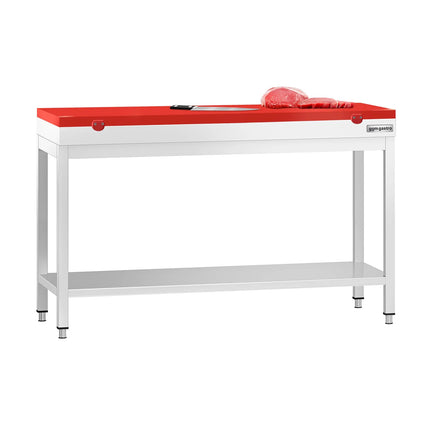 GGM Gastro Commercial Stainless Steel Centre Table PREMIUM - 1400x700mm - with Undershelf - with Green/Red/White Chopping Board