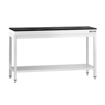 GGM Gastro Commercial Stainless Steel Centre Table PREMIUM - 1400x700mm - with Undershelf - with Granite Worktop