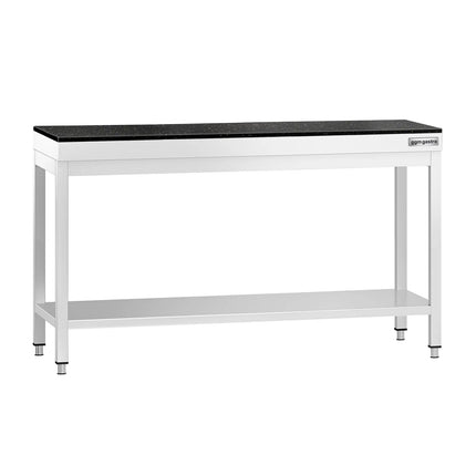 GGM Gastro Commercial Stainless Steel Centre Table PREMIUM - 1500x800mm - with Undershelf - with Granite Worktop