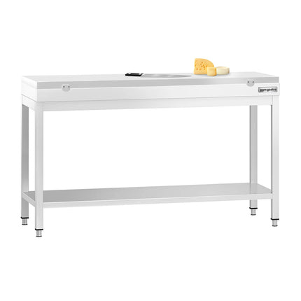 GGM Gastro Commercial Stainless Steel Centre Table PREMIUM - 1500x800mm - with Undershelf - with 2 Undershelves - with Green/Red/White Chopping Board