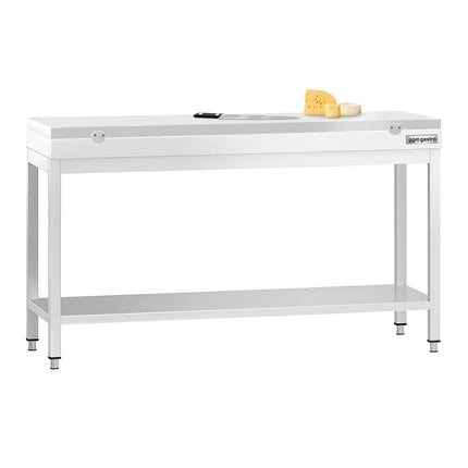 GGM Gastro Commercial Stainless Steel Centre Table PREMIUM - 1600x600mm - with Undershelf - with White Chopping Board