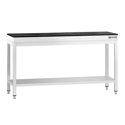 GGM Gastro Commercial Stainless Steel Centre Table PREMIUM - 1600x700mm - with Undershelf - with 2 Undershelves - with Granite Worktop