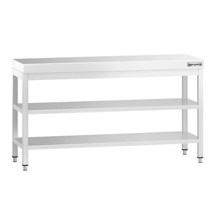 GGM Gastro Commercial Stainless Steel Centre Table PREMIUM - 1600x800mm - with Undershelf - with 2 Undershelves - with Cross Bracing