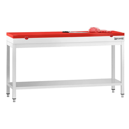 GGM Gastro Commercial Stainless Steel Centre Table PREMIUM - 1800x600mm - with Undershelf - with Green/Red/White Chopping Board