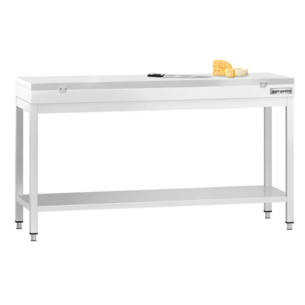 GGM Gastro Commercial Stainless Steel Centre Table PREMIUM - 1800x600mm - with Undershelf - with 2 Undershelves - with Green/Red/White Chopping Board