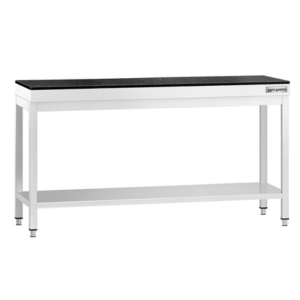 GGM Gastro Commercial Stainless Steel Centre Table PREMIUM - 1800x800mm - with Undershelf - with Cross Bracing - with Granite Worktop