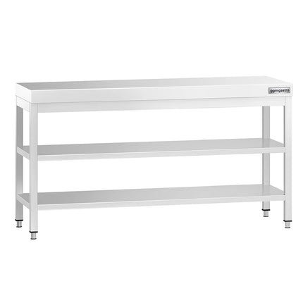 GGM Gastro Commercial Stainless Steel Centre Table PREMIUM - 1800x800mm - with Undershelf - with 2 Undershelves - with Cross Bracing