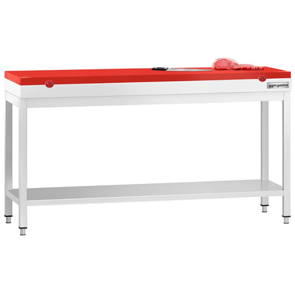 GGM Gastro Commercial Stainless Steel Centre Table PREMIUM - 2000x600mm - with Undershelf - with 2 Undershelves - with Green/Red/White Chopping Board