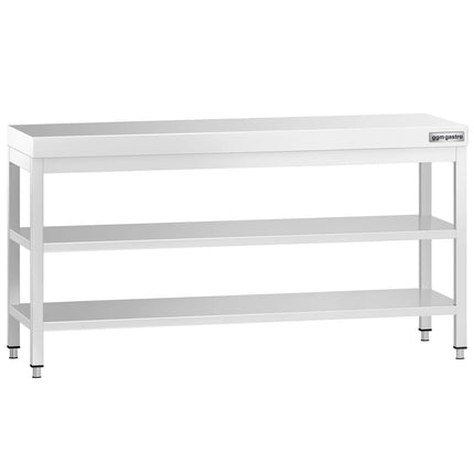 GGM Gastro Commercial Stainless Steel Centre Table PREMIUM - 2000x600mm - with Undershelf - with Additional Undershelf (mid-shelf)