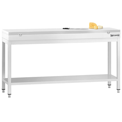 GGM Gastro Commercial Stainless Steel Centre Table PREMIUM - 2000x600mm - with Undershelf - with Green/Red/White Chopping Board