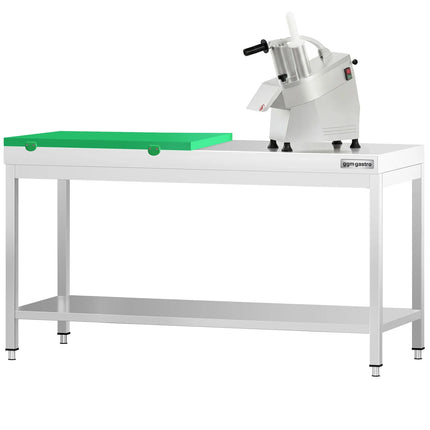 GGM Gastro Commercial Stainless Steel Centre Table PREMIUM - 2000x700mm - with Undershelf - with Green Chopping Board