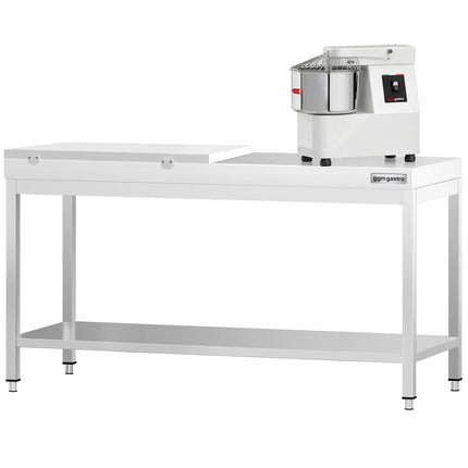 GGM Gastro Commercial Stainless Steel Centre Table PREMIUM - 2000x700mm - with Undershelf - with Cross Bracing - with White Chopping Board