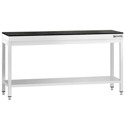 GGM Gastro Commercial Stainless Steel Centre Table PREMIUM - 2000x800mm - with Undershelf - with Granite Worktop