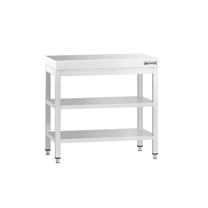 GGM Gastro Commercial Stainless Steel Centre Table PREMIUM - 700x600mm - with Undershelf - with 2 Undershelves - with Cross Bracing