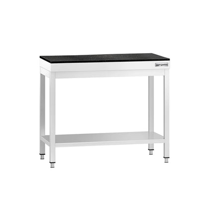 GGM Gastro Commercial Stainless Steel Centre Table PREMIUM - 800x700mm - with Undershelf - with Granite Worktop