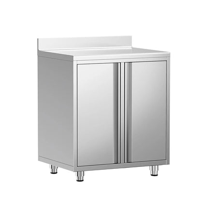 GGM Gastro Commercial Stainless Steel Coffee Station & Worktop Floor Cupboard - for Coffee Machine - 800x600mm - with Double Doors & Upstand