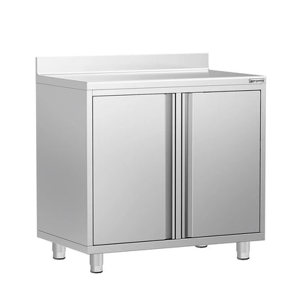 GGM Gastro Commercial Stainless Steel Coffee Station & Worktop Floor Cupboard- for Coffee Machine - for Coffee Machine - 1000x600mm - with 2 Double Doors - with Rear Upstand
