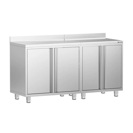 GGM Gastro Commercial Stainless Steel Coffee Station & Worktop Floor Cupboard - for Coffee Machine - 1800x600mm - with 2 Double Doors - with Rear Upstand