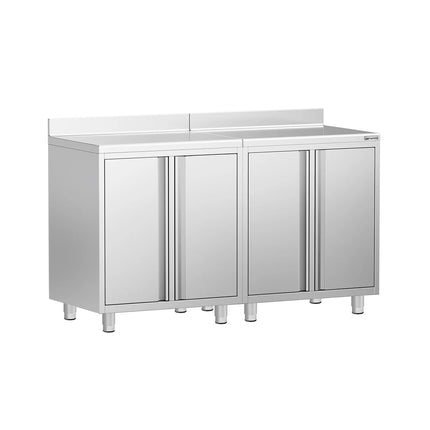 GGM Gastro Commercial Stainless Steel Coffee Station & Worktop Floor Cupboard - for Coffee Machine - 1600x600mm - with 2 Double Doors - with Rear Upstand