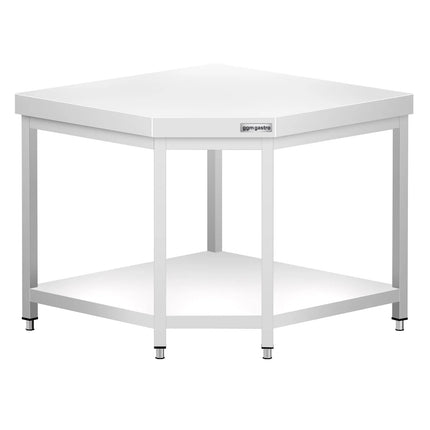 GGM Gastro Commercial Stainless Steel Corner Table PREMIUM - 1150x800mm - with Undershelf - with Rear Upstand